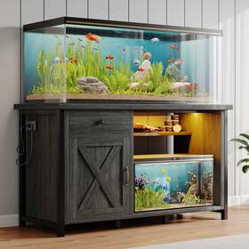 4ever2buy 313055340381 75 Gallon Fish Tank Stand With Led Light And Power Outlets 55-75 Heavy Duty