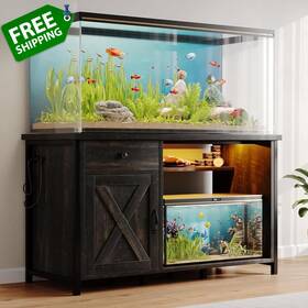 4ever2buy 705353217845 55-75 Gallon Aquarium Stand With Power Outlets And Led Light Metal Fram
