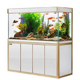 Ad Ad-1760-wt Tempered Glass 220 Gallon Aquarium White And Gold