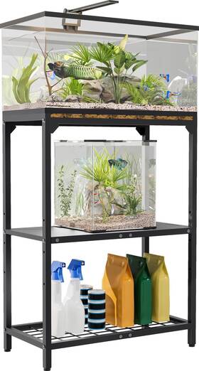 Anbaimei Abm-fts-3tier-blk-20 20 Gallon Aquarium Stand Fish Tank With Adjustable Black