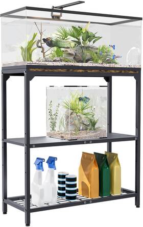 Anbaimei Abm-fts-3tier-blk-30 20-30 Gallon Aquarium Stand Fish Tank With Adjustable 3-tier Storage S