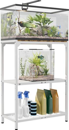 Anbaimei Abm-fts-3tier-wh-20 20 Gallon Aquarium Stand Fish Tank With Adjustable 3-tier Storage Shel