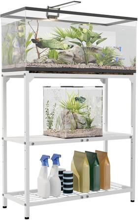 Anbaimei Abm-fts-3tier-wh-30 20-30 Gallon Aquarium Stand Fish Tank With Adjustable 3-tier Storage S