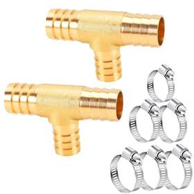 Aopanda A900729 Brass Barb Tee Fittings 5/8 Inch T-shaped 3 Ways Union Id Hose Pipe
