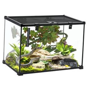 D40-015v06cr Aosom Llc 14 Gallon Glass Reptile Enclosure With Decor Kit Crested Gecko Tank Full