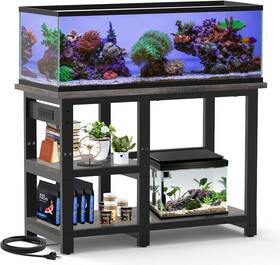 Aqqa 705353881312 40-50 Gallon Fish Tank Stand With 5 In 1 Power Outlets 36x18 Inch Heavy Du