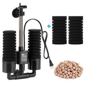 Aqqa B08ky5f2cl Power Driven Double Biochemical Aquarium Sponge Filter - Quiet 9-layer Des