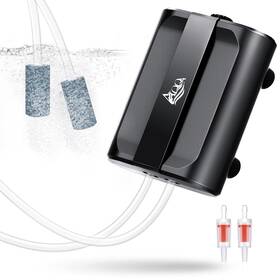 Aqqa B09s3q5mq4 Aquarium Dual Outlet Air Pump 3.5w-5w Adjustable Quiet Up To 50 Gal