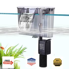 Aqqa B0fg7h6plg Quiet 20-30 Gal Fish Tank Filter Auto Start Hang On Back Aquarium