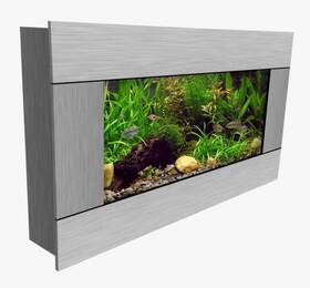 Aqua Bella S105-1220 41 Inch Wall Mounted Fish Tank Aquarium 12 Gal Brushed Stainless Steel