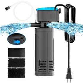 Aquamiracle Qs-188 Submersible Aquarium Filter 3-stage In-tank With Dual Wate