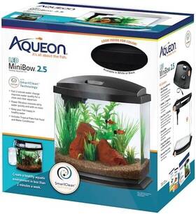 100543588 Aqueon Led Minibow 2.5 Smartclean Aquarium Kit Black