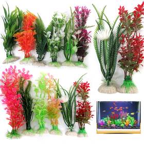 Atb 795735282977 12 Pc Ornament Aquarium Decoration Plastic Water Grass Fake Plants Fish Tank 6 Inch