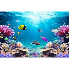 Awert B0d3v65t59 48x18 Inch Underwater World Fish Tank Background Undersea Theme Aquarium Decor