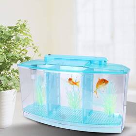 Aynefyen670ghrzw-01 Aynefy Mini Fish Breeding Box Aquarium Led Acrylic Three Divisions Small