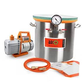 Baco Engineering 704768713713 4.5 Cfm Tempered Glass Lid Vacuum Chamber With Pump Degassing 5 Gallon Baco Engineering 704768713713 4.5 Cfm Tempered Glass Lid Vacuum Chamber With Pump Degassing 5 Gallon