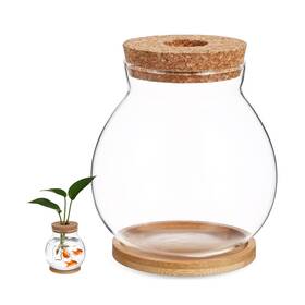 Balacoo 230d04613w7x56kgaald Desktop Fish Bowl Clear Glass Aquarium Tank Kit With Wood Lid A