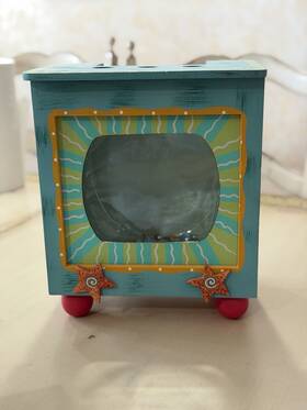 Becky Lunney For Encore Ha-577 Vintage Fish Netwrk Beta Aquarium And Cabinet 1 Quart 12 Inch X10 X7