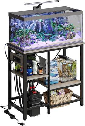 Becuddler P3001 20/30/37 Gallon Fish Tank Stand With Charging Station 30.7 X 13.8 Metal Aquariu