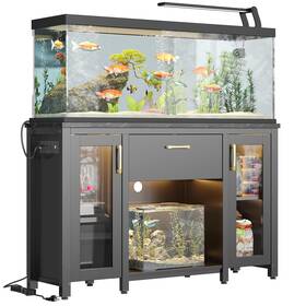 Bestier 840408611176 55 Gallon Fish Tank Stand With Power Outlet And Led Light 49.2x13.8 He