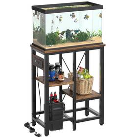 Bestier 840408624411 10 Gallon Fish Tank Stand With Power Outlet 20.3x10.6 Metal Aquarium
