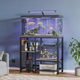 Bestier 840408635714 3-tier 20-37 Fish Aquarium Tank Stand Usb Power Outlets Heavy Duty Metal