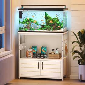 Bestier P300580sus-wht-us 20-29 Gallon Fish Tank Stand With Power Outlets Metal Long Aquarium Wi
