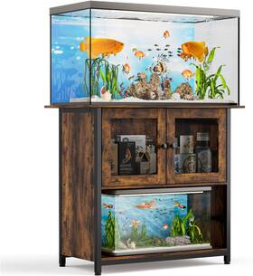 Besttoone 445012291245 40-50 Gallon Fish Tank Stand Large Metal Frame Double Aquarium Stands With Cabi