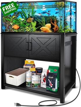 Beuruku 726084694101 40-50 Gallon Fish Tank Stand Metal Aquarium With Cabinet And Plug For