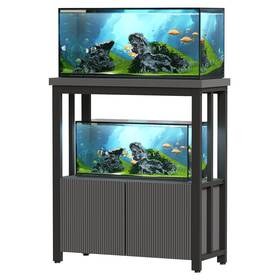 Bewishome Kyg00 20-29 Gallon Fish Tank Stand Metal Frame Aquarium With Cabinet For Acce