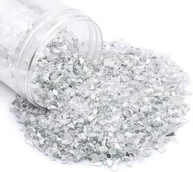Billioteam 735632393465 2.2lb/1000g Decoration Crushed Glass Reflective White