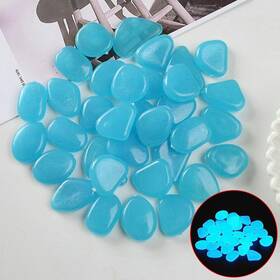 Brand Hovico 746608206313 100pcs Glow In The Dark Pebbles Glowing Rocks Decor Stones For Blue