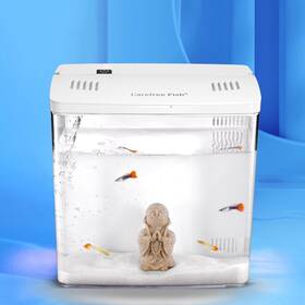 Carefree Fish 797805812012 1.2gallon White Tank Office Usb Small Betta Aquarium Led L