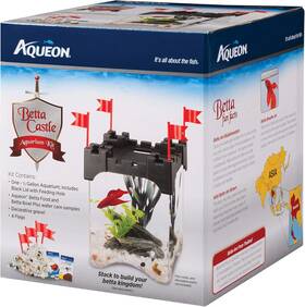 Central Garden & Pet 100101223 Aqueon Betta Castle Aquarium Fish Tank Kit Black Half Gallon