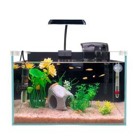 Cick Seed Dcsy553520 3.4-gallon Ultra-clear Low-iron Betta Fish Tank Kit With Waterfall Filter Fu