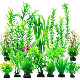 Cousduobe B0d8gvd4f2 Artificial Aquarium Plants Decor - 12pcs Green Fish Tank Decorations
