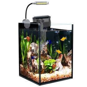 Craftsboys B0cj4n48ry 1.5 Gallon Nano Glass Fish Tank Starter Kit With Filter Led Light