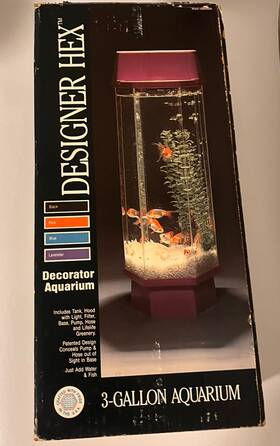Designer Hex 2800ds Vintage Aquarium #2800ds Pink Hexagonal Decor Fish Tank Retro E