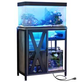 Dvdexwzb8w Dextrus Fish Tank Stand 20-29 Gallons Power Outlets Aquarium Gray And Black