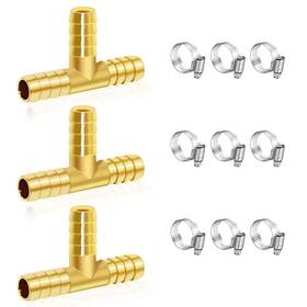 K-h-058-5 Dianrui K-h-058-5/16 3pcs 5/16 Inch Brass Tee Barb Fittings T Shape 3 Ways Barbed Splitter Fi