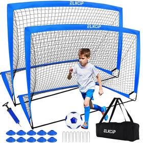 Elkcip El-us-l-zqm-6x4-b Kids Soccer Goals For Backyard Set Of 2 6x4 /4x3 Ft Portable Nets Tra