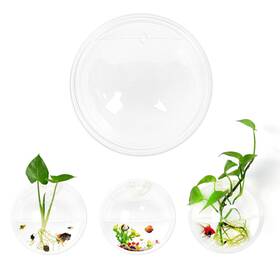 Etnorsu 916693 2pcs Wall Hanging Plant Terrarium Mounted Fish Bowl Tank Clear Flower P