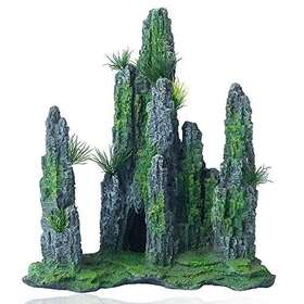 Fedour 190726822229 Aquarium Mountain View Stone Ornament Tree Rock Three Peaks