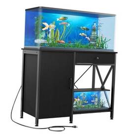 Filko Ygg111 Fish Tank Stand Sturdy Aquarium With Storage For 40-50 Gallon Black