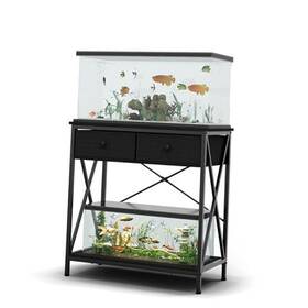 Filko Ygg2222-d Aquarium Stand 10-55 Gallon Metal Fish Tank 29 Black