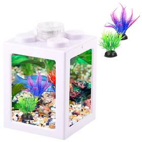 Finding Laurel 983649304972 Small Fish Tank Mini Betta Stackable Cube With Deco