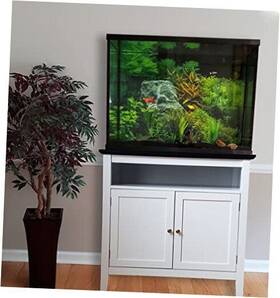 Finomenal Fin2037os2d992bw 20/37 Gallon Aquarium Stand With Open Shelf Gallons White Black Top