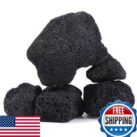 Fiscape B0d6c2ryzz 2-8 Inch Large Natural Black Lava Rock 5 Pcs Aquarium Rocks Aquascape