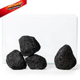 Fiscape Fs Lv0515 Bk 04p V1 2.2-6.1 Inches Natural Black Lava Rock 4 Pcs Small In
