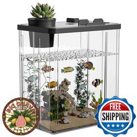 Fiynlpa B0dr8z8dqv 2.3 Gal Anti-drop Acrylic Fish Tank Small Desktop Aquarium